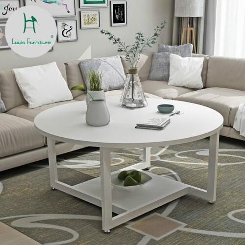 Louis Fashion Coffee Tables Nordic Simplified Living Room Circular Small Apartment Simple Stainless Steel