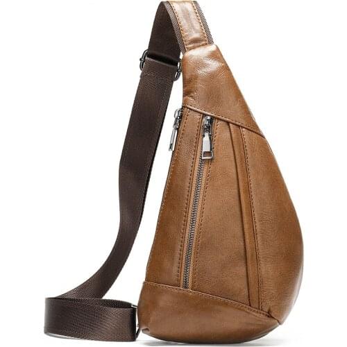 Genuin Leather Chest Bags For Men Casual Personality Leather Man Bag 2020 New Fashion Movement Shoulder Bag Chest Bag Creative