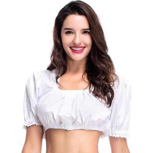German Oktoberfest V Top Bavarian Folk Costume Ding Dong White Shirt Halloween Costumes for Women