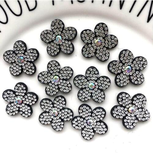 New 10pcs Rhinestone Non-woven Fabric Flower Hot Rhinestone Decoration DIY Clothing Cloth Patch Patch Shoes Bag Hat Accessories