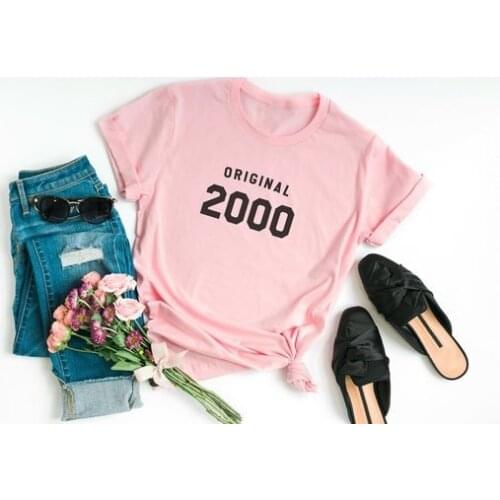 Original 2000 Party Shirt 21th Birthday Girl Gift Shirts Short Sleeve Top Tees Cotton Women Tshirt O Neck Casual Lady Clothing