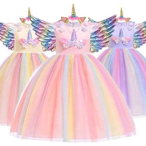 Unicorn Dress Easter Princess Girls Dress Kids Tutu Dresses Costume For Children Birthday Party Wedding Dress Vestidos 3-10Y