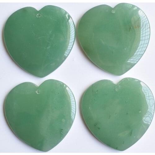 Wholesale 4pcs/lot 2020 new Fashion high quality natural green aventurine love heart shape pendants 50mm for jewelry making free