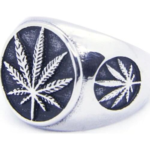 Rany&Roy Newest Leaf Cool Ring 316L Stainless Steel Jewelry Fashion Band Party Men Boys Ring