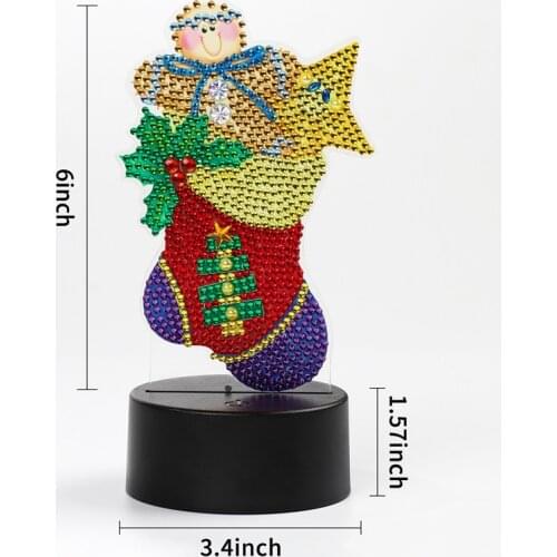 Christmas decoration table lamp DIY diamond painting night light special-shaped diamond Christmas socks festival modeling lamp