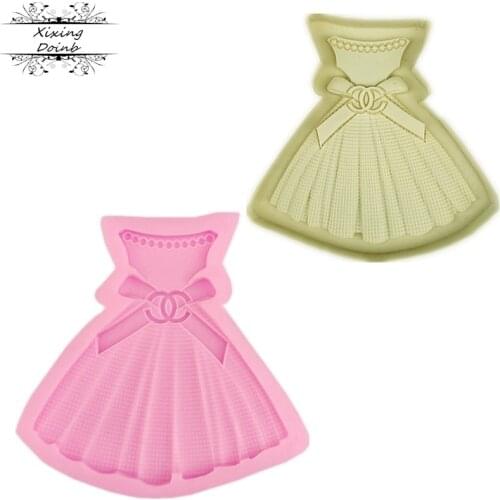 Beautiful skirt shape silicone mold chocolate fudge cake decoration tool Cupcake mold resin molds