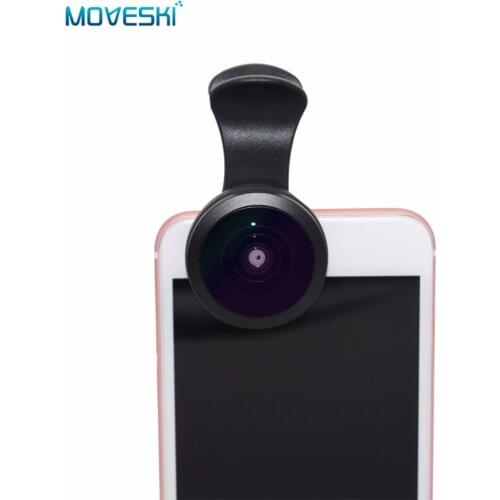 Moveski HL025 Universal Super Fisheye Lens Kits 240 degree Detachable cell phone Camera Clip for IOS Android smartphone