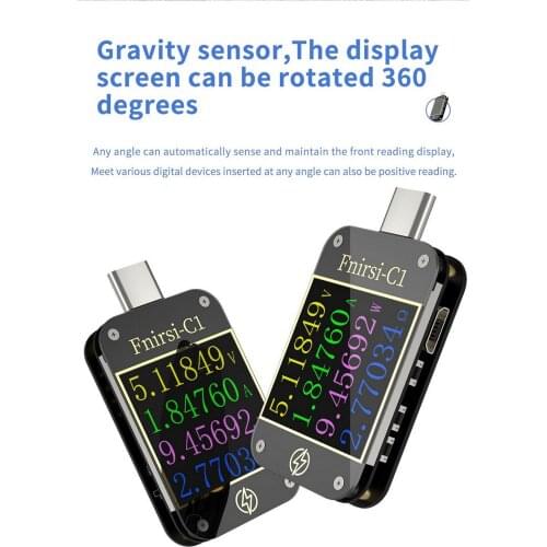 USB Tester FNIRSI-C1 PD Trigger Voltmeter Ammeter and Voltmeter Type-C Electric Meter Mobile Power Detector Capacity Test