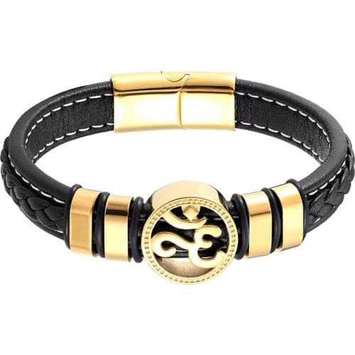 High Quality Titanium Steel Bracelet Personality Leather Woven Yoga Stainless Steel Bracelets Rope Bracelet Ladies Gift Pulseira