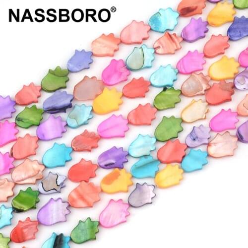 11x15mm Colorful Hamsa Fatima Hand Beads Loose Shell Beads Sea Natural Stone Beads for Jewelry Making Diy Bracelet Necklace