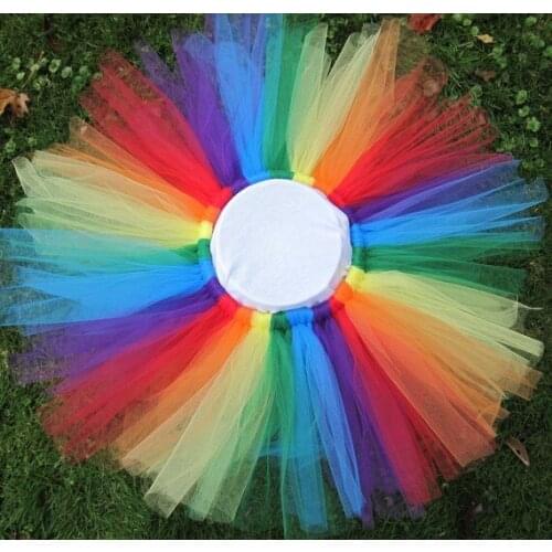 Rainbow Color Tutu Skirts Baby Girls Fluffy Tulle Tutus Ballet Dance Pettiskirts with Ribbon Bow Kids Party Skirts Costume Cloth