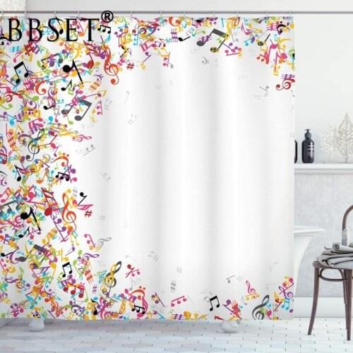 Music Shower Curtain Colorful Musical Notes with Frame Pattern Waterproof Multi-size Douchegordijn Kids Bathroom Decor