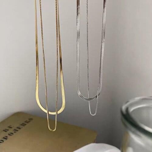 Double Snake Bone Chain Necklace Female Hip Hop Personality Retro Fold Wear Simple