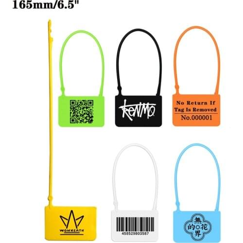 100Pcs Customized Garment Labels Tag Disposable Padlock Plastic Security Seals Zip Ties for Clothes Shoes Bags New 165mm/6.5"