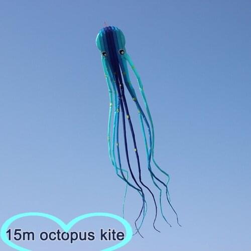 15m Crystal Octopus Kite Soft Inflatable Kite Animal Kite High Quality Anti-tearing Adult Outdoor Sports Flying Tool Kids Toys