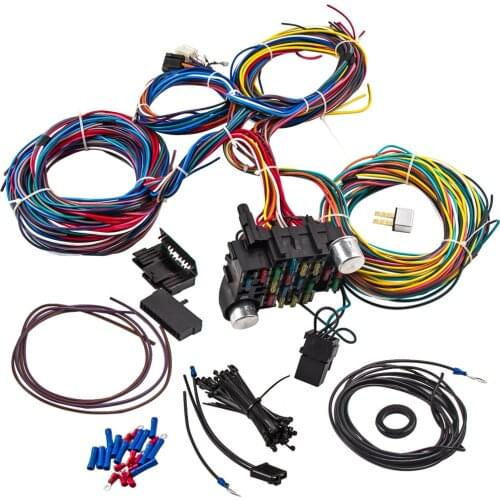 21 Circuit Wiring Harness 17 Fuses Extra long Wires color coded