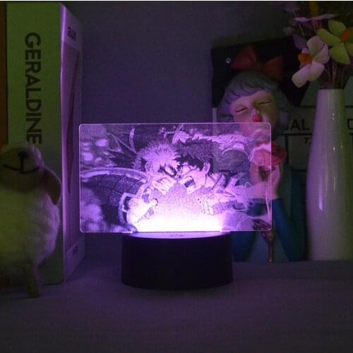 My Hero Academia Manga Figure Midoriya Izuku Bakugou Katsuki 3D Picture Lamp Anime Battery Night Light RGB Neon Table Decoration