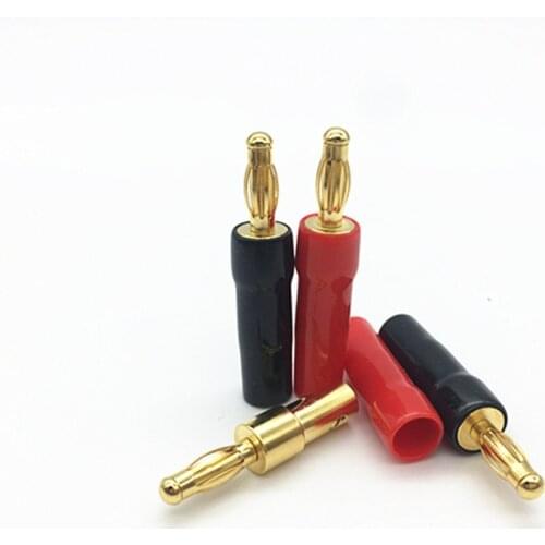 4pcs Soft Plastic Gold-plated Pure Copper 4MM Banana Plug Speaker Amplifier Audio Binding Post Solder-free Audio Plug