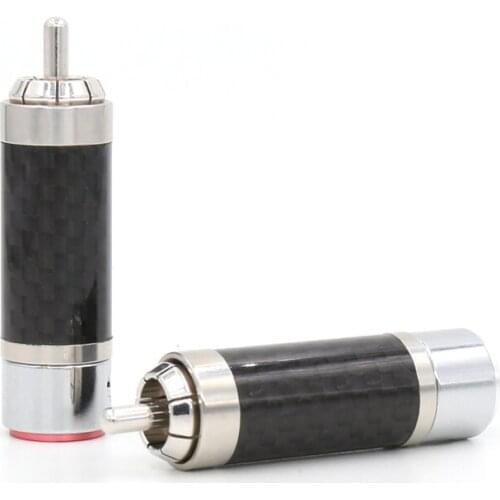 4pcs High Performacne RCA R007R ,High quality Rhodium plated Hi-End RCA plug ,connector NON solder Carbon fiber RCA
