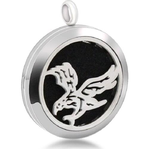5PCS Eagle Charm Magnetic Perfume Lockets 30mm Aromatherapy Locket Pendant Essential Oil Diffuser Locket Necklace Jewelry