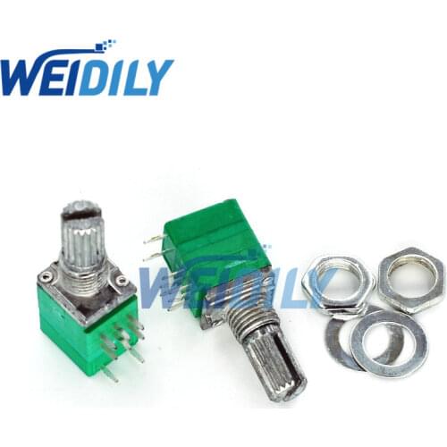 5PCS RV097N B10K B50K B100K 10K 50K 100K with a Switch Audio 8pin Shaft 15mm Amplifier Sealing Potentiometer