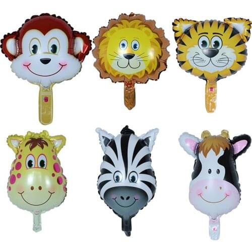 50pcs/lot Mini animal head Foil Balloons inflatable air balloon happy birthday party decorations kids baby shower party supplies