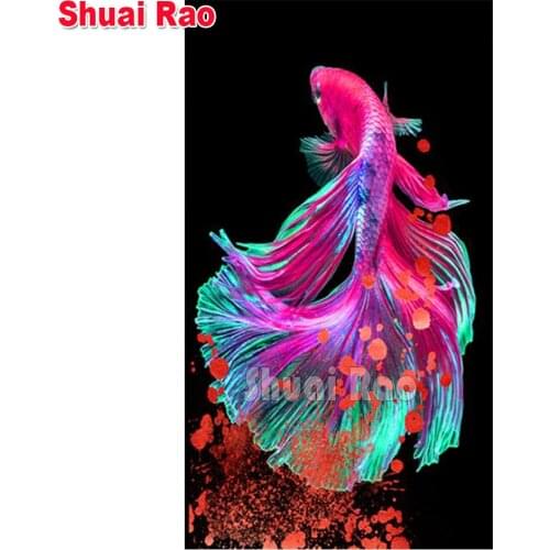 5D DIY Diamond Painting Fantasy Koi Fish Full Square Drill Embroidery Diamond Mosaic Art Big Size Carp Diamond Art Gifts