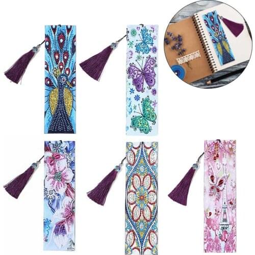 5D DIY Special Shaped Diamond Painting Bookmark Leather Embroidery Cross Stitch With Tassel Diamond Embroidery Crafts Gifts