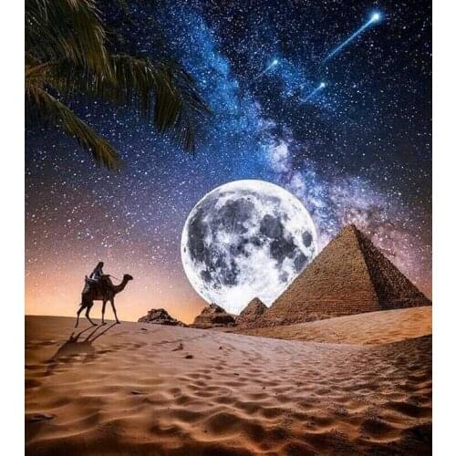 JMINE Div 5D moonlight Egyptian pyramid Space Galaxy Full Diamond Painting cross stitch kits art Scenic 3D paint by diamonds
