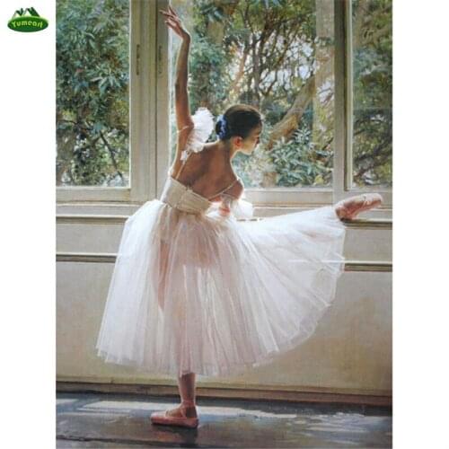 YUMEART Diamond Painting Cross Stitch Ballerina Girl Needlework Home Decor Rhinestone Mosaic Ballet Dance 5D Diamond Embroidery