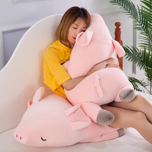 40-100cm Big Sleeping Pig Stuffed Soft Pillow Kid Cute Creative Pig Animal Plush Doll Baby Cute Appease Toy Girls Birthday Gift