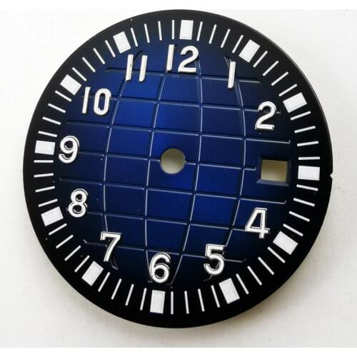 31.5mm Watch Dial Plate With Date Window Earth Pattern Fit Automatic Movement