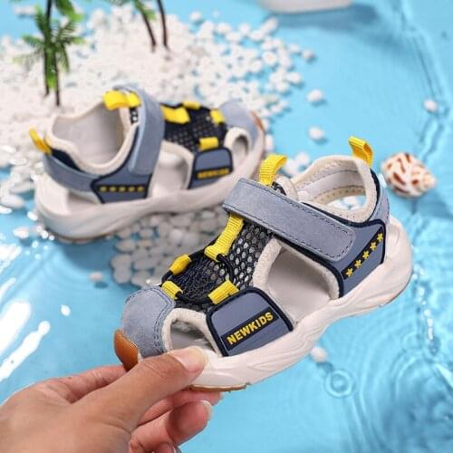 Kids Beach Sandals Breathable Toddlers Baby Sandals U-shaped Anti-kick Toe Cap Design Children Shoes Summer Boys Girls Footwear
