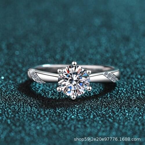 Passed Diamond Test Perfect Moissanite 925 Sterling Silver 6 Claws Diamond Ring Luxury Proposal Urope and America Jewelry Gift