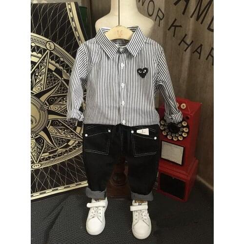 Boys Clothing Sets Springs Autumn New Kids Boys Long Sleeve stripe Shirts Tops+Jeans Pants Casual Clothes Outfit