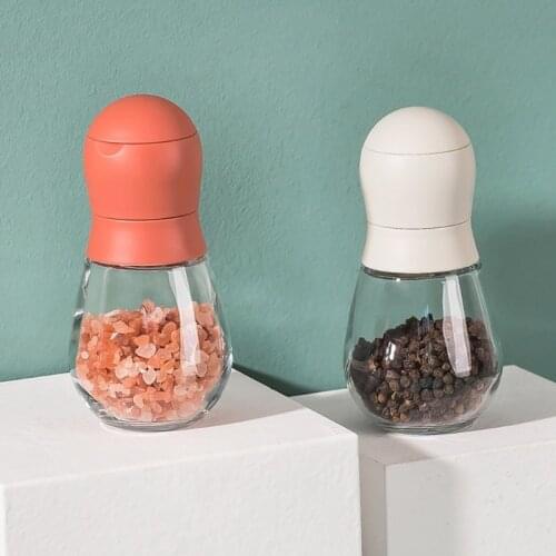 Seasoning Grinder Kitchen Solid Creative Manual Glass Bowling Shape Grinding Machins for Pepper Coffee Beans Dried Chili