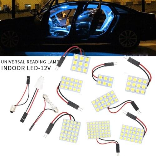 12 36 48 SMD 5050 LED Auto Dome Panel Light Car Interior Reading Lamp Roof Bulb With T10 W5W Festoon 2 Adapter Base