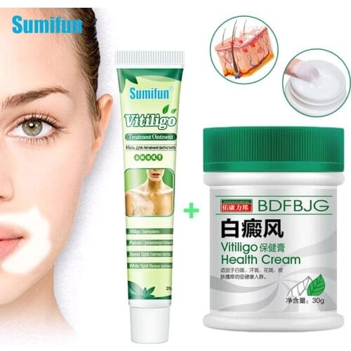 2Types Vitiligo Treament Ointment White Spot Removal Leukoplakia Herbal Antibacterial Cream Skin Melanin Deposit Medical Plaster