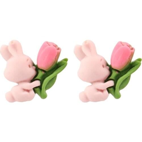 12 pair / lot fashion jewelry accessories plastic rabbit flower earring