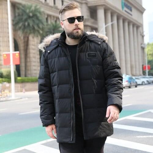 2018 Mens Thick Large size Hooded Short Fur Collar Cotton Coat Autumn and Winter Collar Mens jacket Color Black / Green