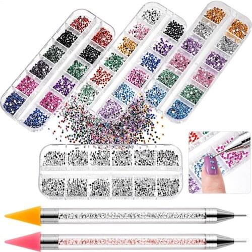 3pcs/set Nail Art Jewelry Point Drill Pen Set Tweezers Crystal Diamond Acrylic Double-head Silicone Point Drill Pen Tweezers Set