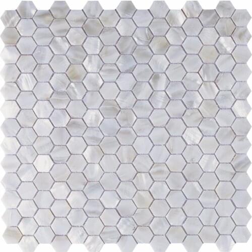Backsplash Wall Tiles River Bed Nature Pearl Shell Mosaic 12" X 12" Hexagon Pure White Sheet Pack of 6