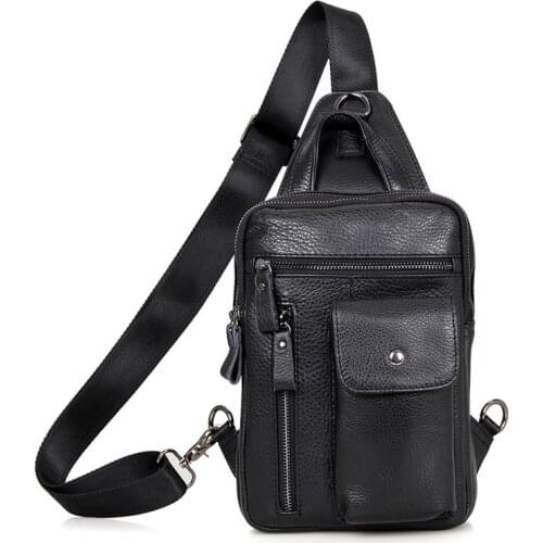 Nesitu High Quality Black 100% Guarantee Real Skin Genuine Leather Women Men Chest Bag for mini ipad Male Messenger Bags M4006