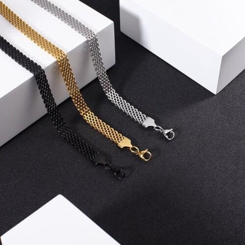 Mesh Stainless Steel Bracelet Necklace for Women 4mm 6mm 8mm Width Fashion Chokers Necklaces
