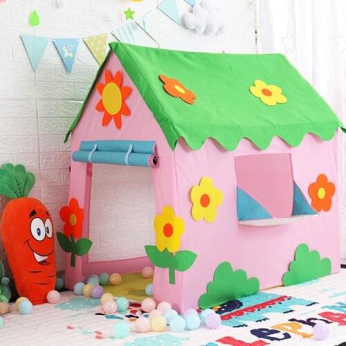 Children Cartoon Garden Flower Scene House Playing Tent Pink Nature Design Window Outdoor Ocean Balls Pool Individual Room Kids