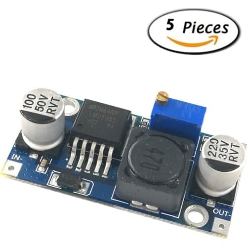 MCIGICM 5pcs DC-DC Step Down Converter Module LM2596 DC 4.0~40 to 1.3-37V Adjustable Voltage Regulator