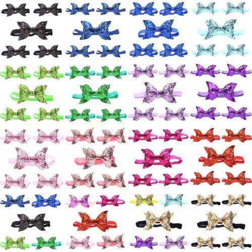 5 Packs Baby Toddler Girl Sequin Glittery Stretchy Bow Headband Shiny Hair Band HATYS0018A