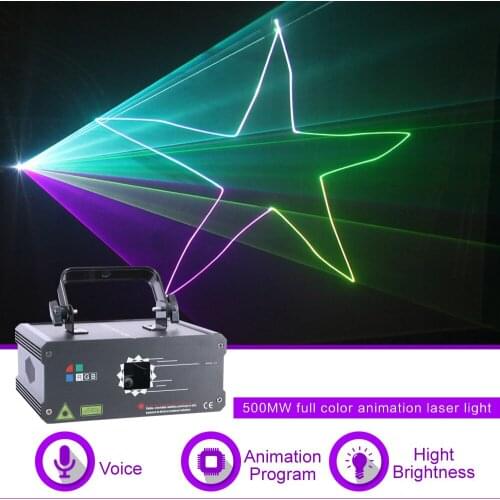 Sharelife Mini 500mw RGB Full Color Animation Pattern DMX Beam Laser Light Home Gig Party DJ Stage Lighting Sound Auto F6A