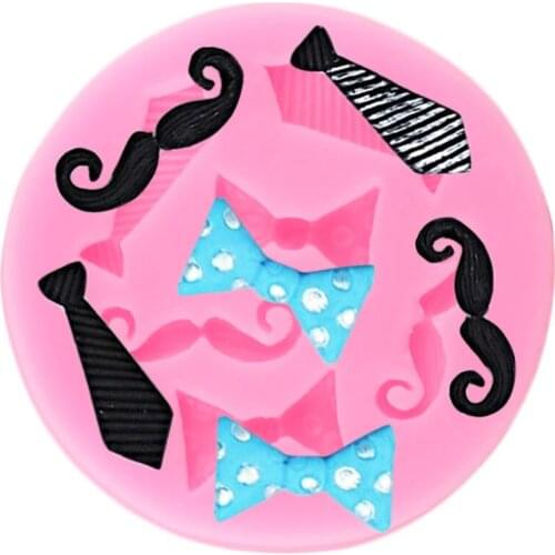 Cartoon Moustache Bow Silicone Molds DIY Chocolate Fondant Molds Cupcake Topper Cake Decorating Tools Polymer Clay Candy Moulds