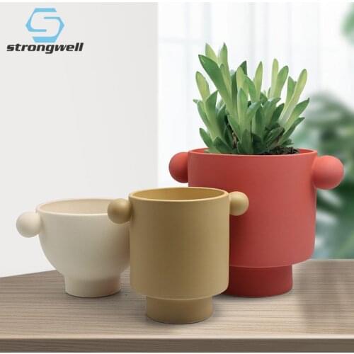 Strongwell Creative Ceramic Flower Pots Flower Arrangement Siplicity Porcelain Potted Succulent FLower Pot Home Decoration Gifts